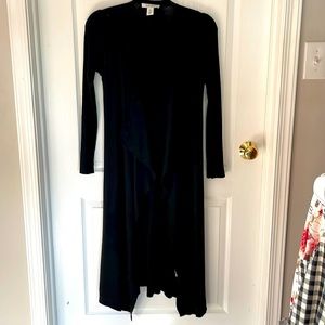 WHBM black ribbed sweater duster.